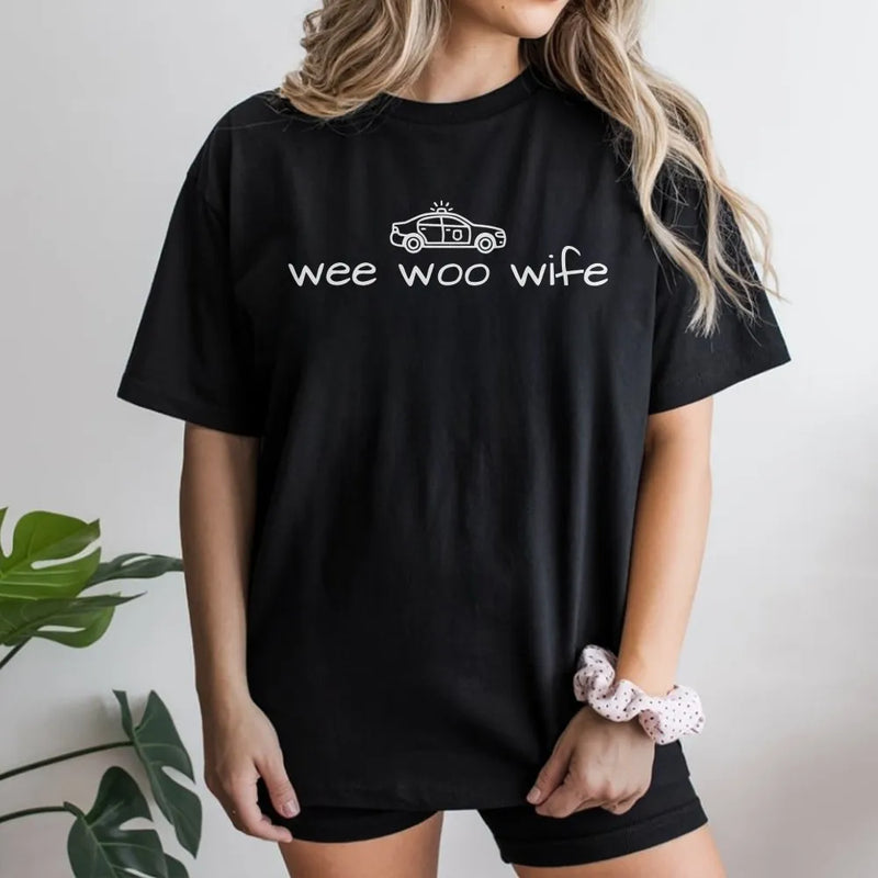 Funny Police Wife Sweatshirt | Wee Woo Wife Graphic | Cozy Cotton Blend | Law Enforcement Cop Wife Gift
